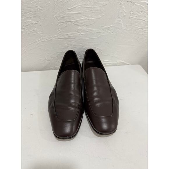 Prada Milano Leather Square Toe Slip-on Dress Loafers Brown Size 9 - Picture 1 of 8
